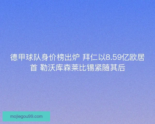 德甲球队身价榜出炉 拜仁以8.59亿欧居首 勒沃库森莱比锡紧随其后