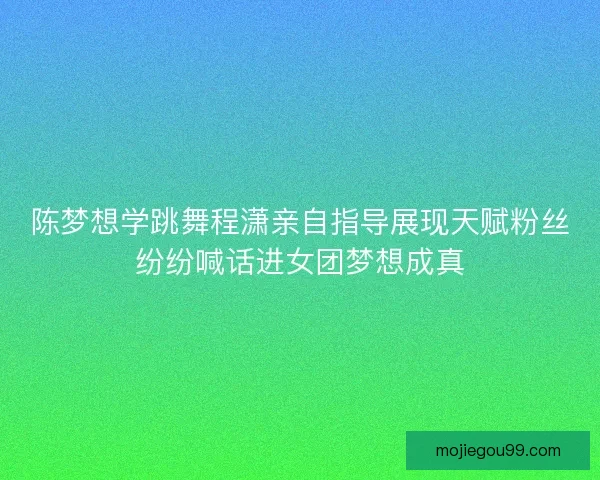 陈梦想学跳舞程潇亲自指导展现天赋粉丝纷纷喊话进女团梦想成真