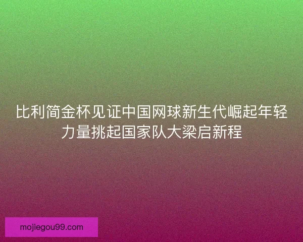比利简金杯见证中国网球新生代崛起年轻力量挑起国家队大梁启新程